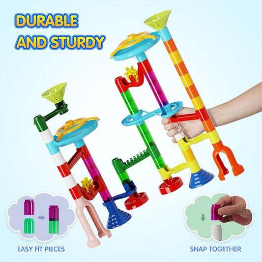 Marble Run, 110pcs Marble Maze Game Construction Building Toys for Kids, Marble Track Race Set STEM Learning Toys Gift for Boys Girls 3 4 5 6 7 8 9 10+, 8105