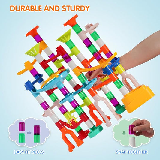 Marble Run, 135pcs Marble Maze Game Construction Building Toys for Kids, Marble Track Race Set STEM Learning Toys Gift for Boys Girls 3 4 5 6 7 8 9 10+