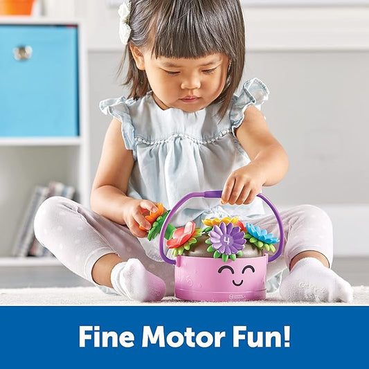 Learning Resources Poppy the Count & Stack Flower Pot - 15 Pieces, Ages 18+ Months, Toddler Fine Motor and Sensory Toys, Preschool Activity, Montessori