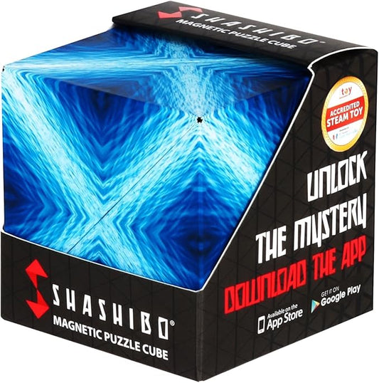 Shashibo Shape Shifting Box - STEM Fidget Toy with Ultra Strong Magnets - Sensory Puzzle Cube Transforms Into 100+ Shapes, Easter Basket Stuffers Gift for Kids, Teens, and Adults (Blue Planet)